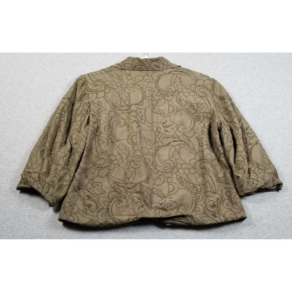 Coldwater Creek Blazer Women PS Petite Small Green Embroidery Jacket Artsy Open - Picture 5 of 10